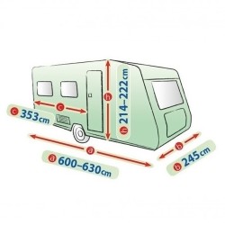 Telo Copri Roulotte Caravan 630EF Con Porta Anteriore | L. 245cm | L. 630cm | H. 222 cm | Impermeabile Traspirante